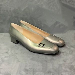 ⚡️SOLD⚡️Salvatore Ferragamo Silver Leather Heels